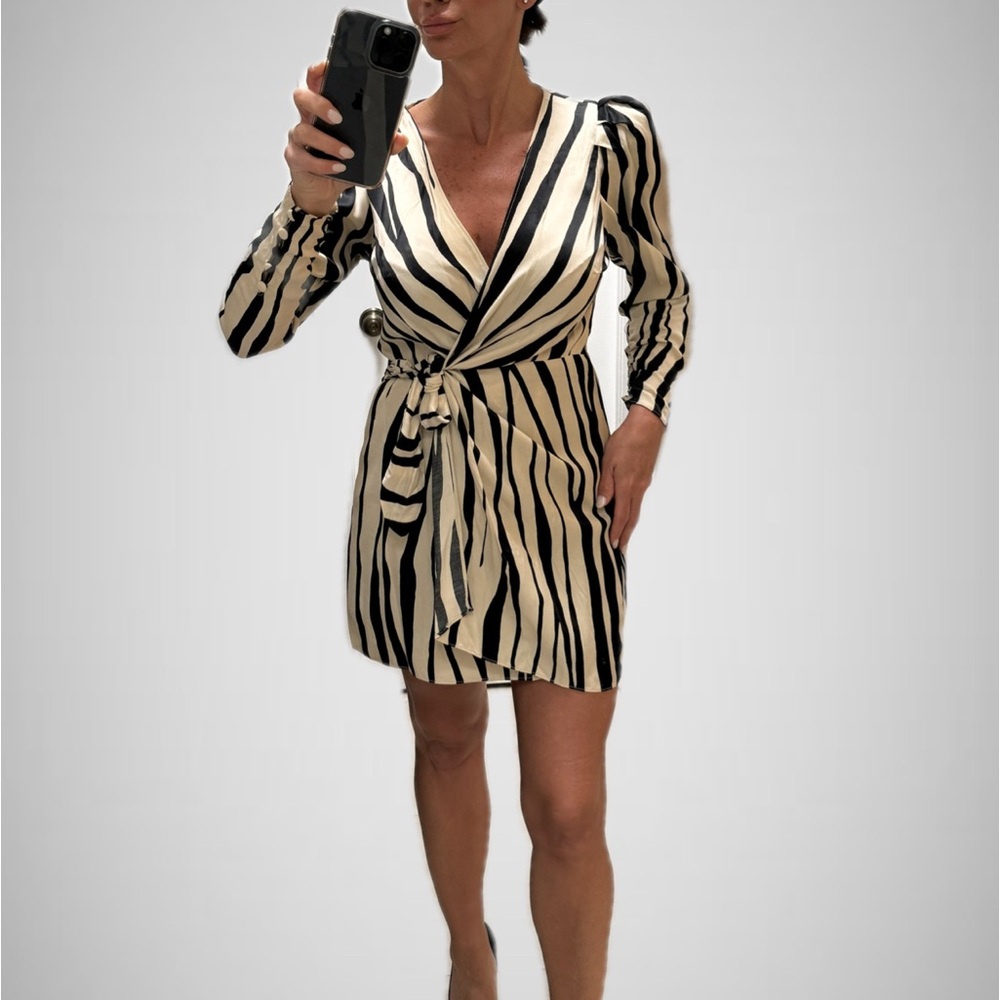 Zara Satin Zebra Dress
